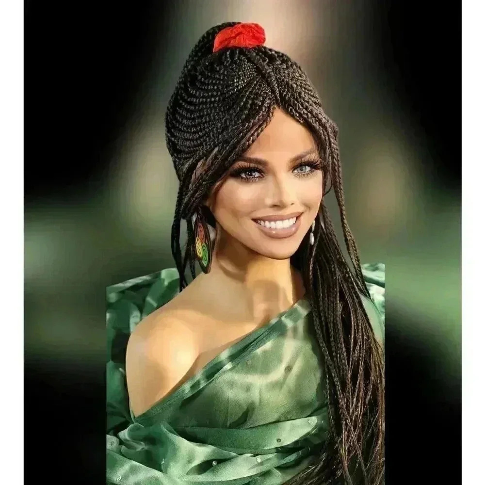 Buy Handmade 18" Lace Front Braided Wig - Dark Brown #4 - MagicBraids" NWT long